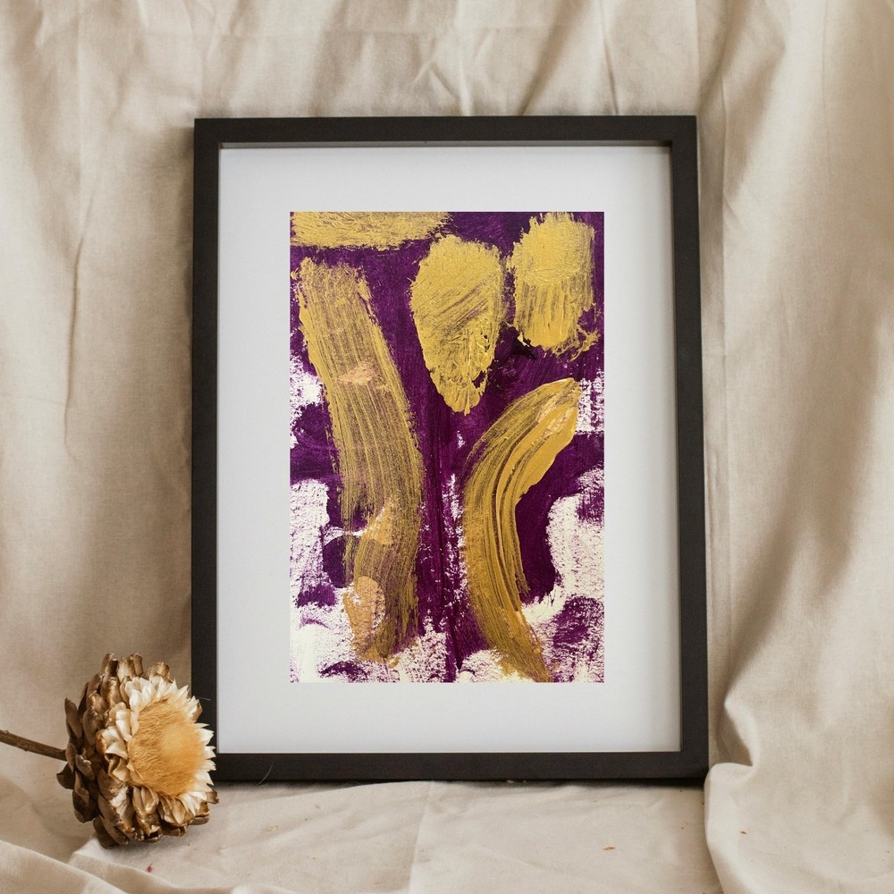 OMAN Original Abstract Expressionist Painting 5.5x8.5 Mixed Media Modern Art